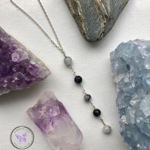 Tourmaline Quartz Crystal Lariat Necklace